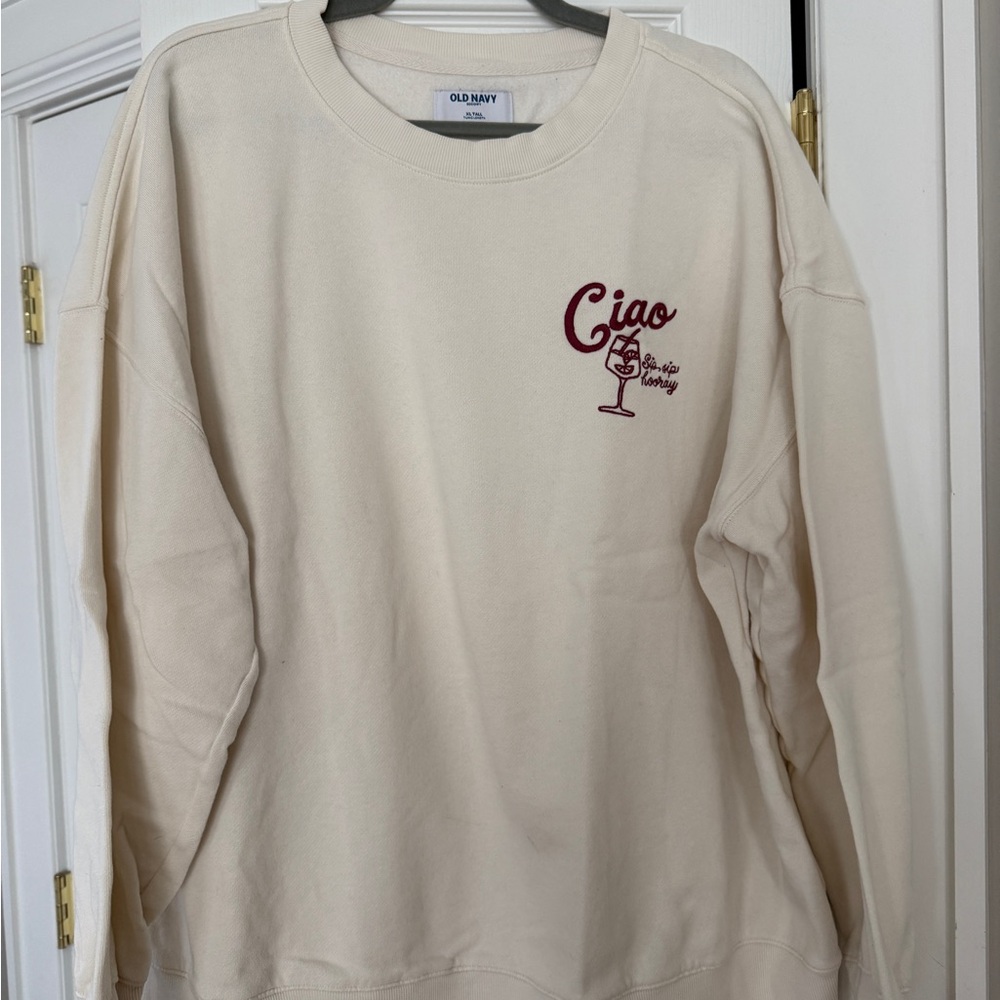 Old Navy Cream 'Ciao' Embroidered Crewneck Sweatshirt - Picture 7 of 7